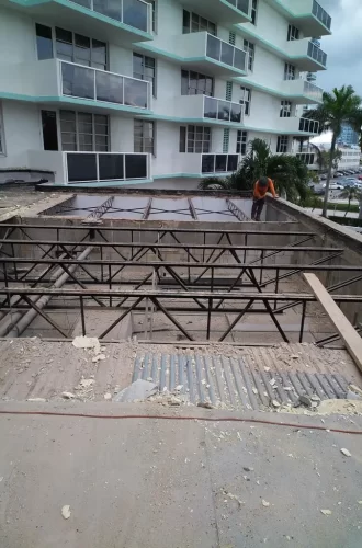 layered insulation in progress metal deck 3