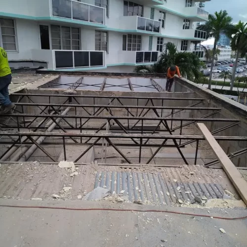 layered insulation in progress metal deck 3